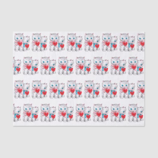 Retro  Valentijn Katten Tissuepapier (Voorkant)