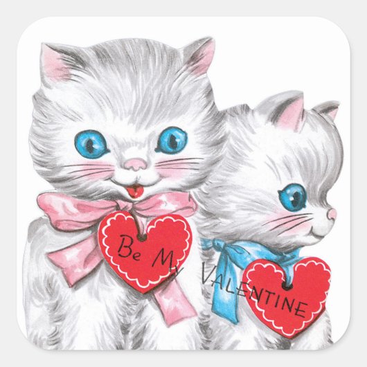 Retro  Valentijn katten Vakantie sticker (Voorkant)