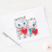 Retro  Valentijn katten Vakantie sticker (Envelop)