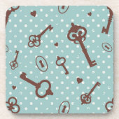 Retro Valentijn Keys Drankjes Onderzetter (Voorkant)