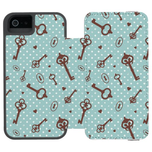 Retro Valentijn Keys Incipio iPhone Portemonnee Hoesje (Agenda Open)