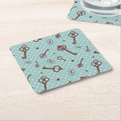 Retro Valentijn Keys Kartonnen Onderzetters (Schuin)