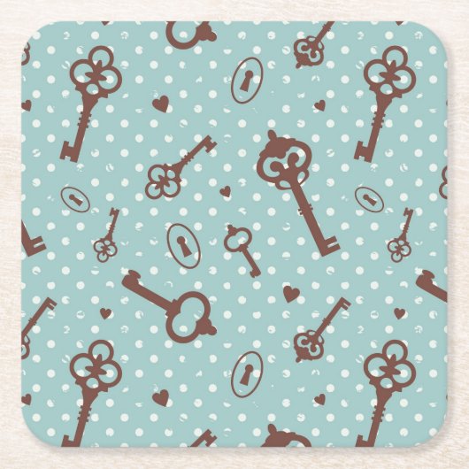 Retro Valentijn Keys Kartonnen Onderzetters (Voorkant)