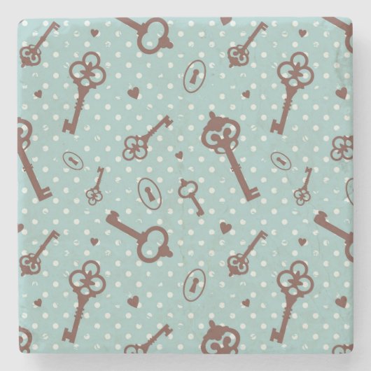 Retro Valentijn Keys Stenen Onderzetter (Voorkant)