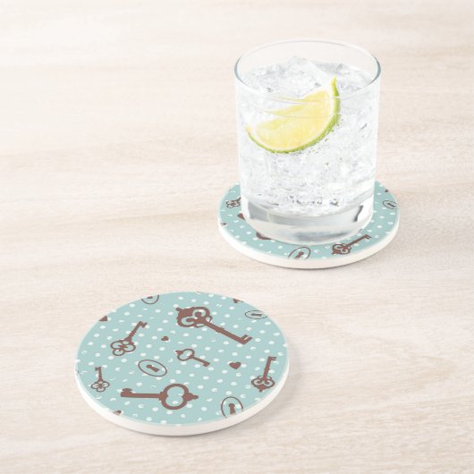 Retro Valentijn Keys Zandsteen Onderzetter (Zijkant)