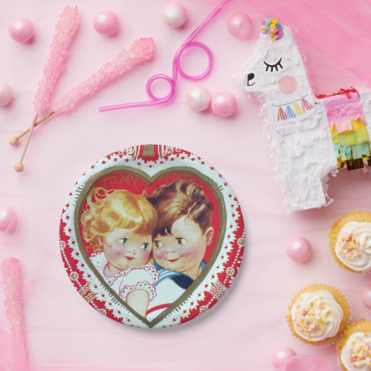 Retro  Valentijn kinder bord (Feest)