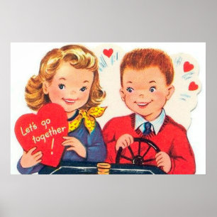 Retro Valentijn kinder poster