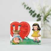 retro  Valentijn kinderen Feestdagenkaart (Staand voorkant)