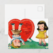 retro  Valentijn kinderen Feestdagenkaart (Voorkant / Achterkant)