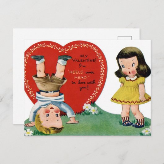 retro  Valentijn kinderen Feestdagenkaart (Voorkant / Achterkant)