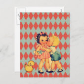 Retro Valentijn Kitsch  Kinder Feestdagenkaart (Voorkant / Achterkant)