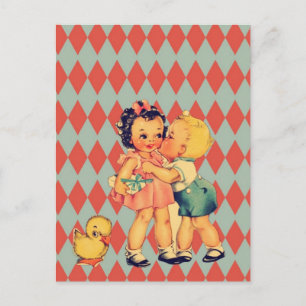 Retro Valentijn Kitsch  Kinder Feestdagenkaart