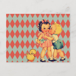 Retro Valentijn Kitsch  Kinder Feestdagenkaart
