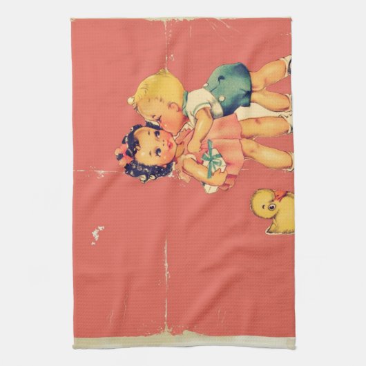 Retro Valentijn Kitsch Kinderen Theedoek (Verticaal)