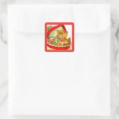 Retro Valentijn ~ Kitten in een Box Sticker (Tas)