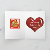 Retro Valentijn ~ Kitten in een hartvormige doos Feestdagen Kaart (Binnen)