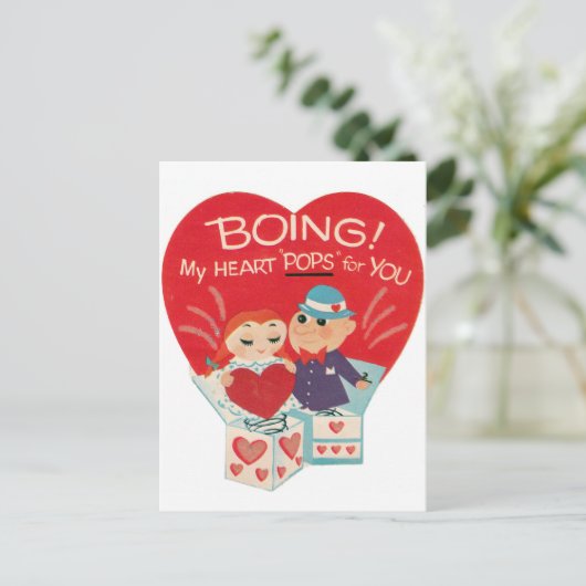 Retro  Valentijn koppel Vakantie briefkaart (Staand voorkant)