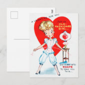 Retro  Valentijn Lady briefkaart (Voorkant / Achterkant)