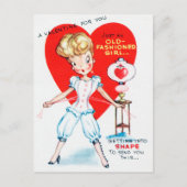 Retro Valentijn Lady briefkaart (Voorkant)