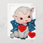 Retro  Valentijn lammeren Feestdagenkaart (Voorkant / Achterkant)