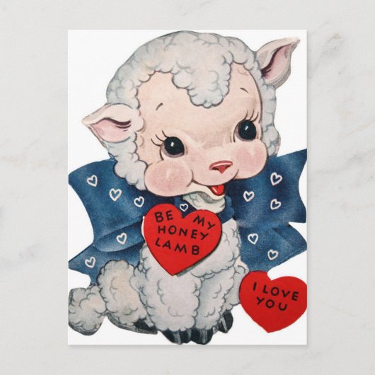 Retro  Valentijn lammeren Feestdagenkaart (Voorkant)