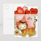Retro  Valentijn leeuw briefkaart (Voorkant / Achterkant)