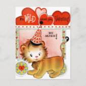 Retro  Valentijn leeuw briefkaart (Voorkant)