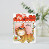 retro  Valentijn lion Feestdagenkaart (Staand voorkant)