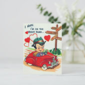 retro  Valentijn man Feestdagenkaart (Staand voorkant)