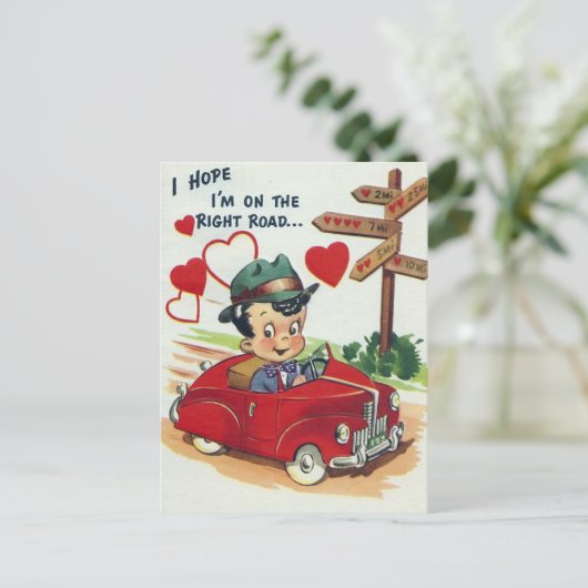 retro  Valentijn man Feestdagenkaart (Staand voorkant)