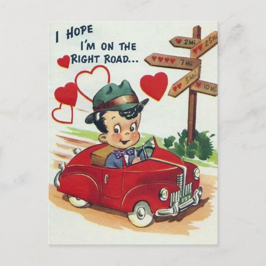 retro  Valentijn man Feestdagenkaart (Voorkant)