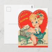 retro  Valentijn meisje Briefkaart (Voorkant / Achterkant)