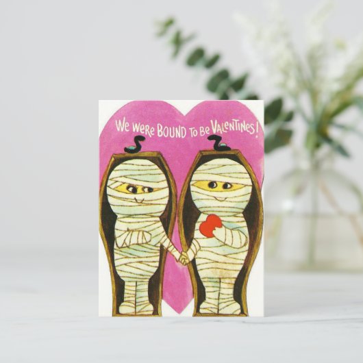 Retro  Valentijn Mummies Holiday briefkaart (Staand voorkant)