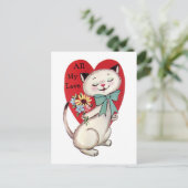 Retro Valentijn My Love Cat Design Feestdagenkaart (Staand voorkant)