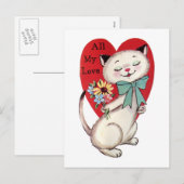 Retro Valentijn My Love Cat Design Feestdagenkaart (Voorkant / Achterkant)