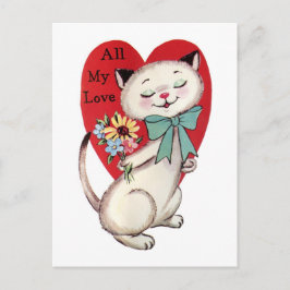 Retro  Valentijn My Love Cat Design Feestdagenkaart