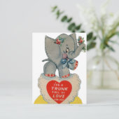 retro  Valentijn olifant Feestdagenkaart (Staand voorkant)