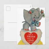 retro  Valentijn olifant Feestdagenkaart (Voorkant / Achterkant)