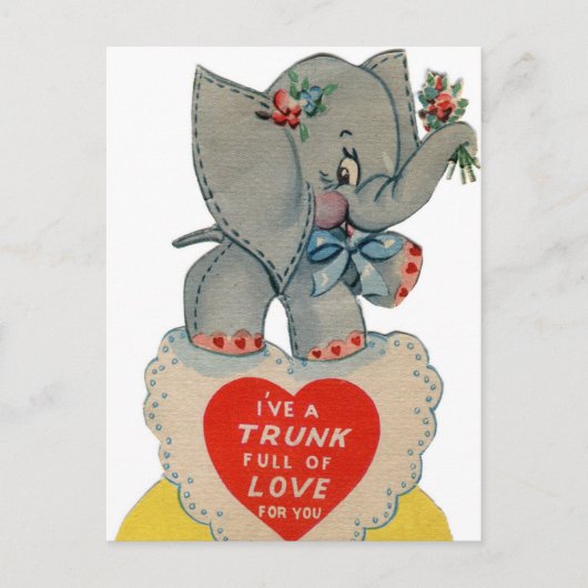 retro  Valentijn olifant Feestdagenkaart (Voorkant)