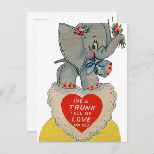 Retro  Valentijn olifant Holiday briefkaart (Voorkant / Achterkant)