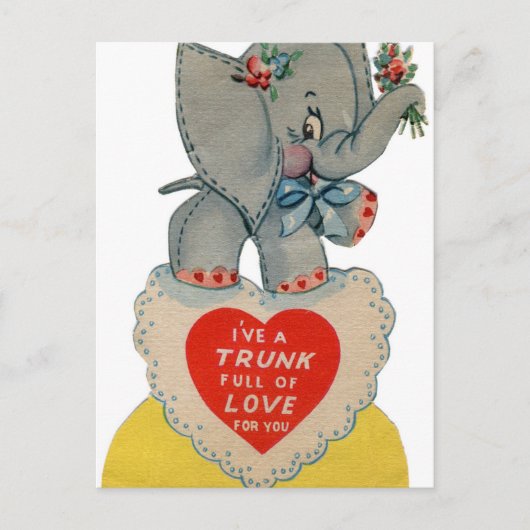 Retro Valentijn olifant Holiday briefkaart (Voorkant)