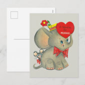 retro Valentijn olifant mama Feestdagenkaart (Voorkant / Achterkant)