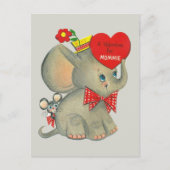 retro  Valentijn olifant mama Feestdagenkaart (Voorkant)