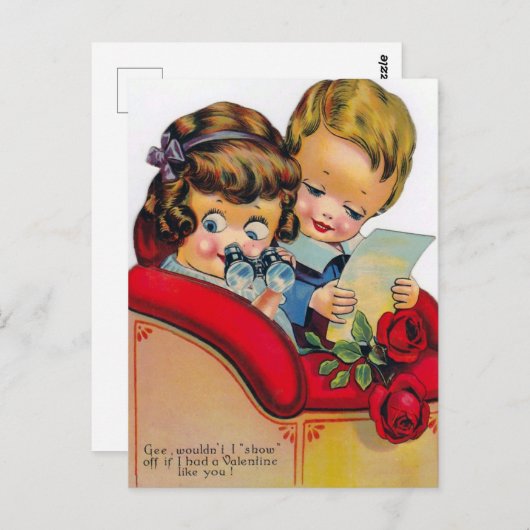 retro  Valentijn paar Briefkaart (Voorkant / Achterkant)