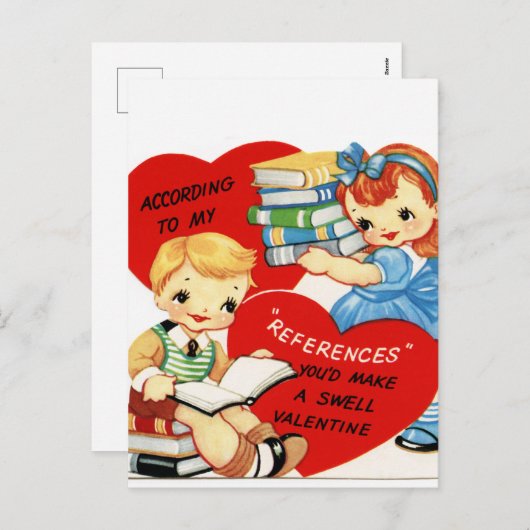 retro  Valentijn paar Feestdagenkaart (Voorkant / Achterkant)