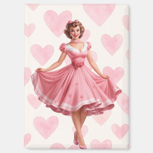 Retro Valentijn Pin-Up Meisje Magneet 