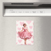Retro Valentijn Pin-Up Meisje Magneet (Insitu (Vaatwasser))