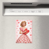 Retro Valentijn Pin-Up Meisje Magneet (Insitu (Vaatwasser))