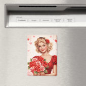 Retro Valentijn Pin-Up Meisje Magneet (Insitu (Vaatwasser))