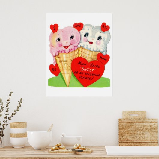 Retro  Valentijn poster (Keuken)